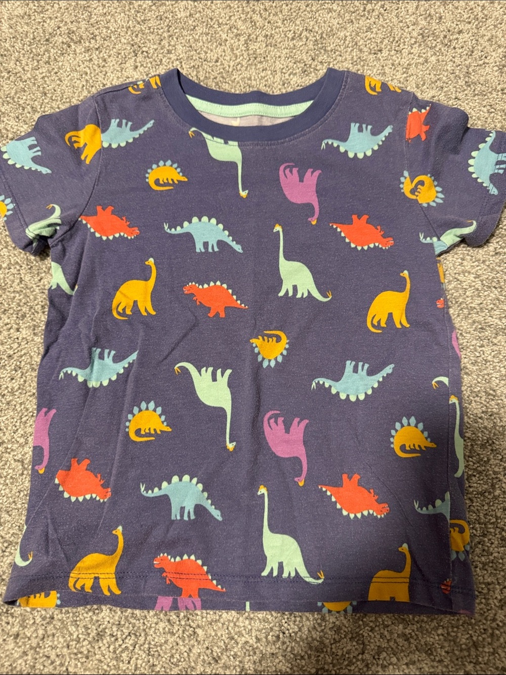 Cat & Jack Navy Short Sleeve Tee with Colorful Dinosaur Print